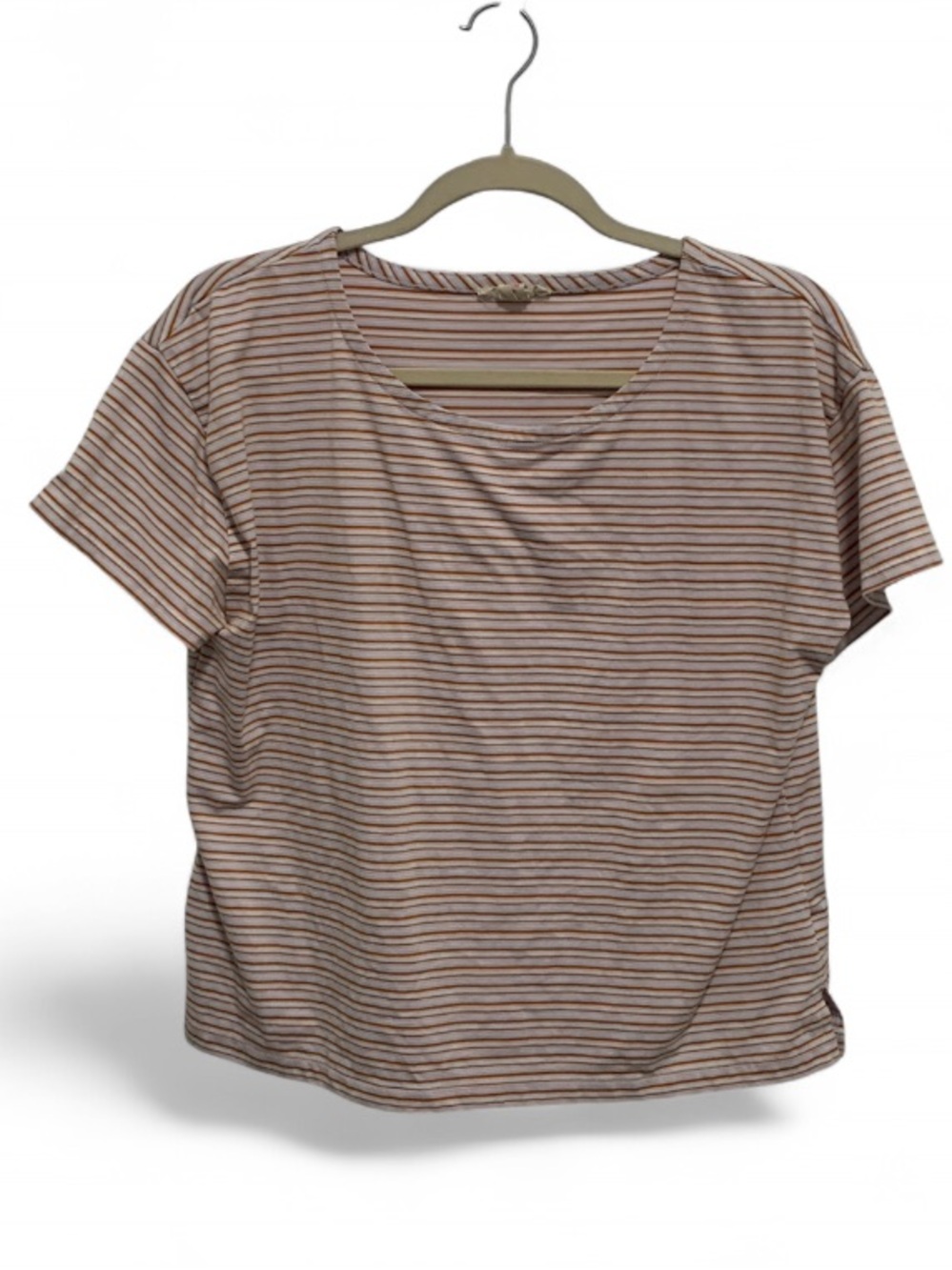 Madewell Cream and Brown Striped Short Sleeve Tee